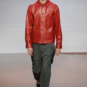 SS17 MARNI RED OVINE LEATHER JACKET 50